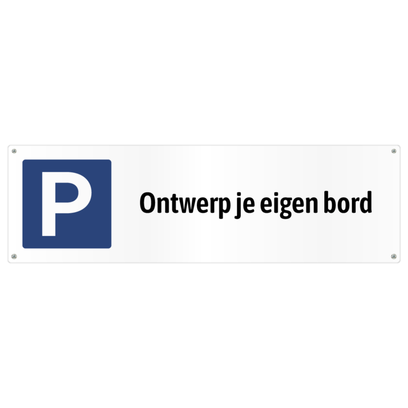 Parkeerbord met P voor op parkeerplaats kleur wit