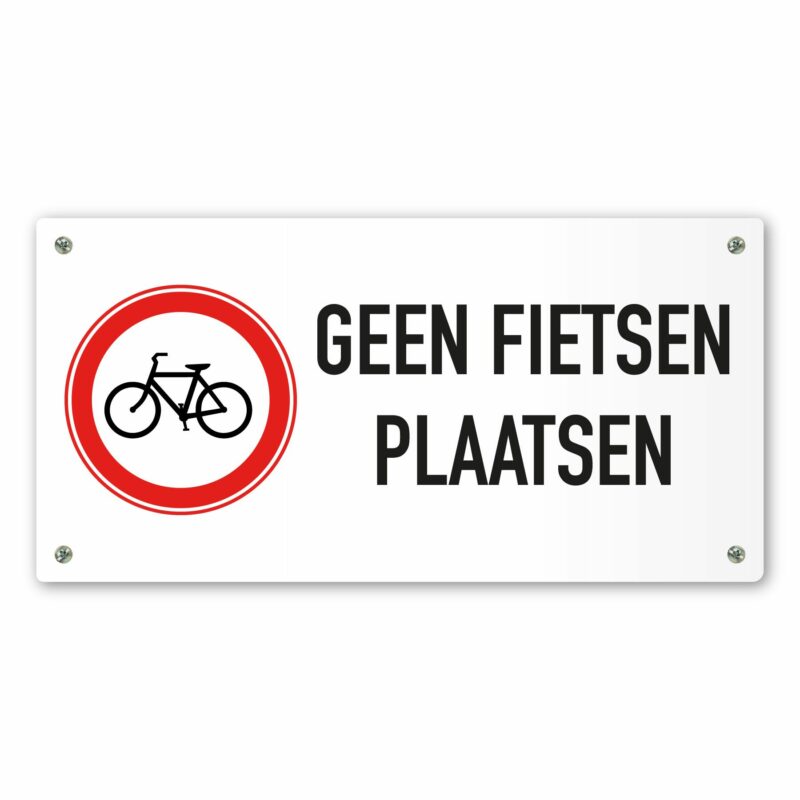 Tekstbord Geen fietsen plaatsen