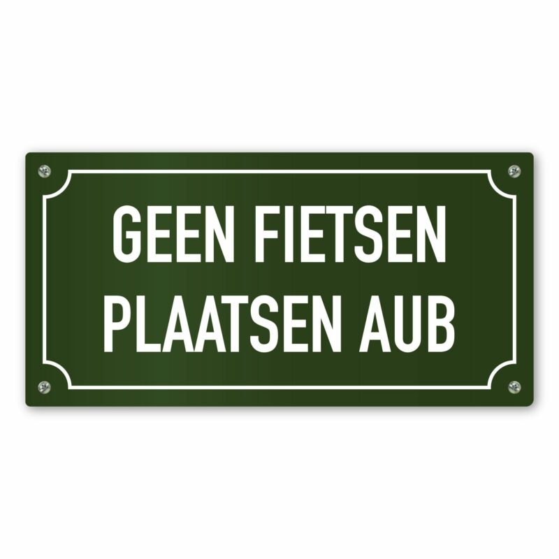 Tekstbord Geen fietsen plaatsen aub - Groen