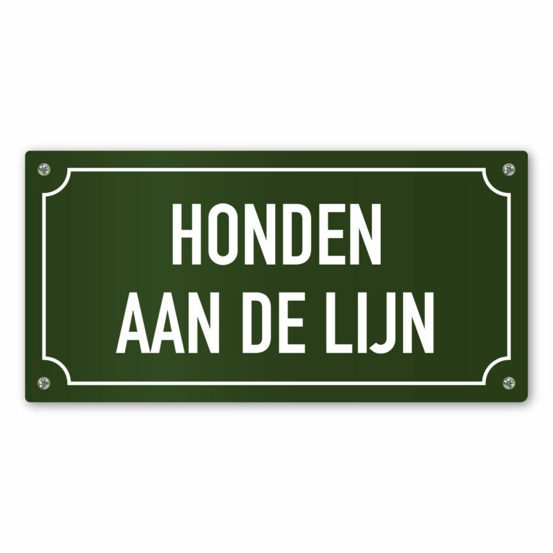 Tekstbord honden aan de lijn groen